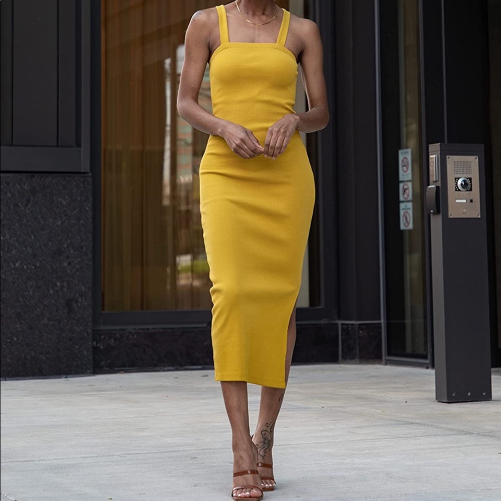 The Drop Women's Citronelle Strappy Rib Midi Dress by @signedblake